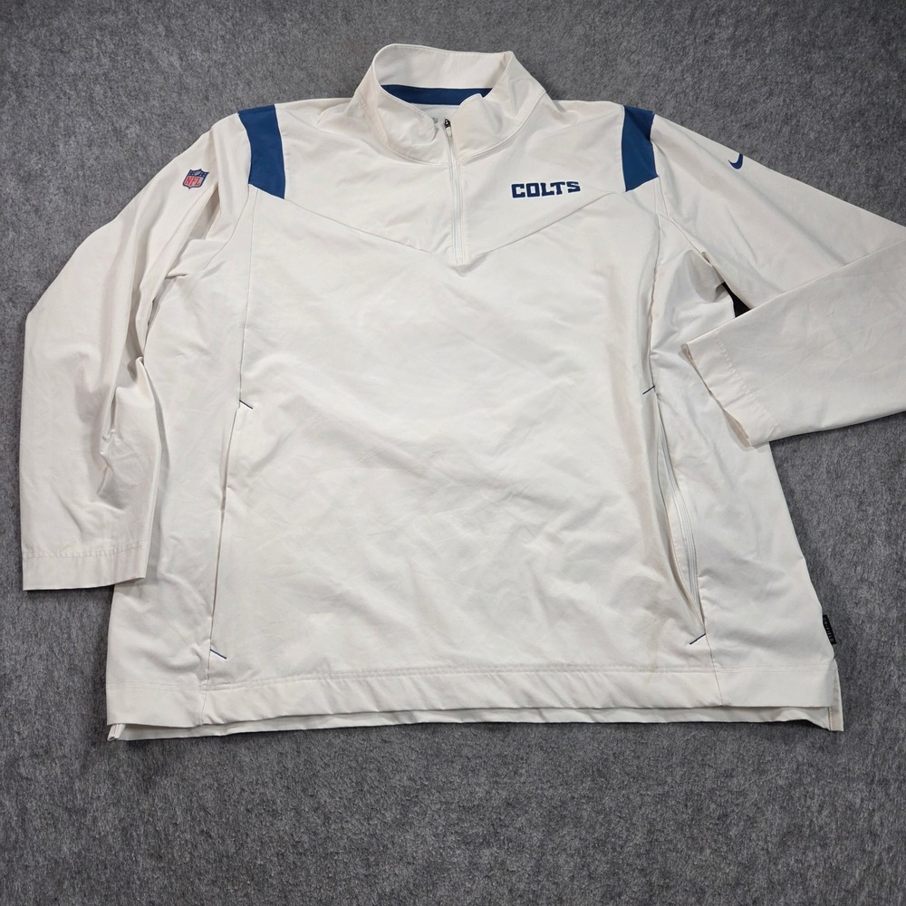 Indianapolis Colts 1/4 Zip Windbreaker Jacket Mens 3XL White Nike NFL Onfield